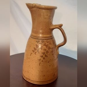Vintage 1980s Brown Stoneware Pitcher Signed by Oregon Potter James Robinson